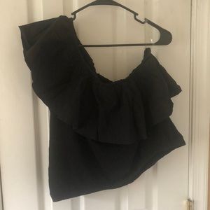 Cute black a new day one-shoulder blouse - barely worn! Size large.